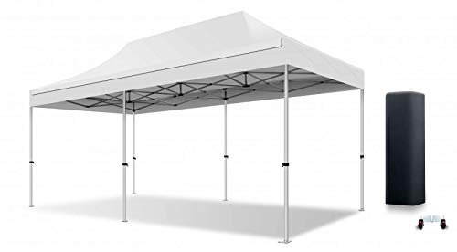 Actiexpress Tente Pliante Barnum Pliant Tonnelle Professionnelle 2x2,3X3,3x4.5,3x6,4x8 Structure en Aluminium 45mm Toit 450g/m² qualité professionelle (Blanc, 3x6)