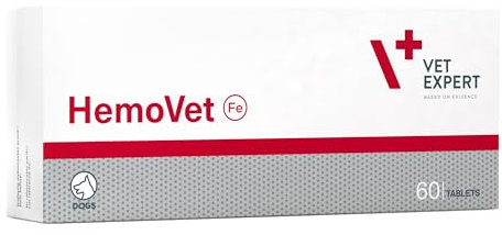 Vet Expert Hemovet Iron Supplement for Dogs – Supports Healthy Blood Cells and Hematopoietic Function, Essential Vitamins & Minerals – 60 Tablets