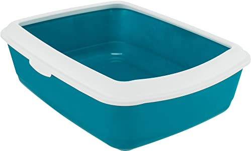 Trixie 40184 Katzentoilette Classic mit Rand, 37 x 15 x 47 cm, dunkelgrau/weiß