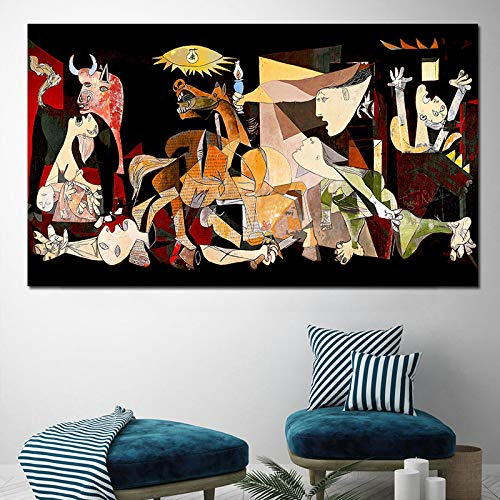 Jianghu Art Picasso Guernica Vintage Classic Deutschland Abbildung Leinwand Kunstdruck Malerei Poster POP Wandkunst Bilder Für Heimtextilien 80x165cm (32x65in) Mit Rahmen
