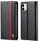 ZTOFERA Compatible with iPhone 11 Wallet Case, Premium PU Leather Carbon Fiber Flip Case with Card Holder Magnetic Closure Kickstand Protective Phone Cover for iPhone 11 6.1, Vertical Red Line