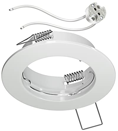 ledscom.de Decken-Einbaurahmen FERE, rund, weiß glänzend (LED/Halogen/MR16/50mm) inkl. GU5.3 Fassung