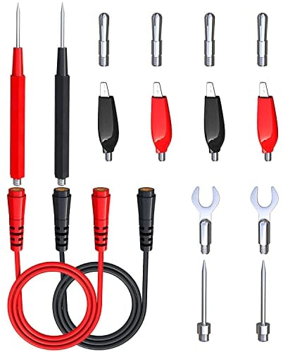 Greluma 16 Pz Kit cavi di test multimetro Set di cavi di test di ricambio con morsetti a coccodrillo, spine a banana, sonde di test, spine a banana per test elettrici automobilistici multimetro