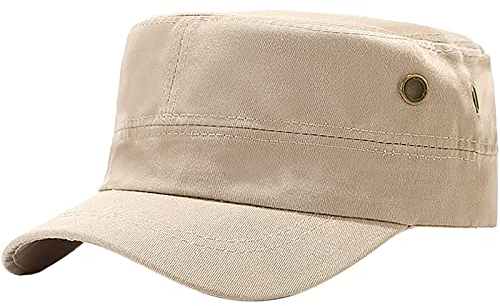 XYIYI Beige Unisex Baumwoll Army Cap Baseball Cap Verstellbare Military Flat Kappe Cadet Hat