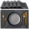 IPEA Sets de Table élégants 45 x 30 cm pour Dîner, Déjeuner, petit Déjeuner - 6 unités - Set de table lavable, Résistant au chaleur, antidérapant et anti-taches tables cuisine et salle à manger - Noir