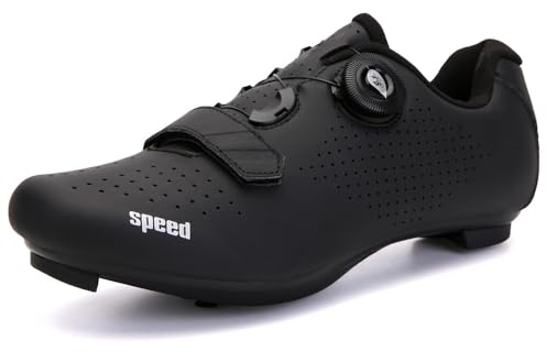 Hixingo Fahrradschuhe Schwarz Herren Damen Rennradschuh MTB Radschuhe, Kompatibel Look SPD SPD-SL, Anti-Skid Atmungsaktiv Harte Sohle Unisex Rennrad Radsportschuhe