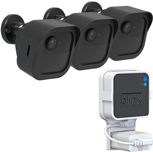 Mordely All-New Blink Outdoor Kamera Überwachung Halterung, Wetterfestes Schutzgehäuse 360° Einstellbare Halterung mit Sync-Modul 2 Halterung für Blink Kamera