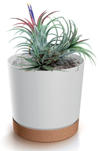Blumentopf mit Untersetzer ECO, Übertöpfe für Zimmerpflanzen, Pflanzkübel, Übertopf Kompakt, 30 cm Durchmesser, Elegantes Design für Innen- und Außenbereich (Weiß, 300)