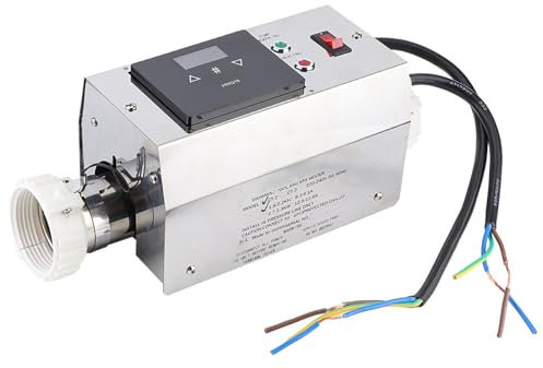 Qcwwy 2KW Digital Pool Heater Thermostat for Swimming Pool Spa, Stainless Steel, Easy Installation, 2155°C (European Style)