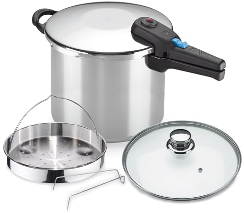 Alza Omega - Olla a Express Rápida de 8 Litros + Cestillo, Acero Inoxidable 18/10, Apta Para Todo Tipo de Cocinas, Inducción