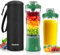 Portable Blender Personal Juicer with Insulated Sleeve for Shakes and Smoothies - 600ml Mini Blender Cup with Travel Lid, USB Rechargeable - Electric Protein Shaker for Kitchen, Travel, Office, Gym