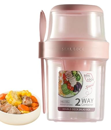 Yorajuy Cereal to Go Container,29oz Portable Travel Cereal Bowl and Milk Container with Spoon - Safe Soup Bowl, Breakfast Cup for Granola, Fruit, Snack