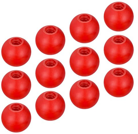 METALLIXITY Boutons Sphériques Filetés (35mm/1,38) 12 Pièces, Bouton Levier en Plastique avec Filetage Femelle M10 et Insert en Fer - pour le Remplacement de Poignées d'Outils, Rouge