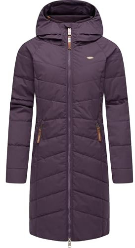 Ragwear Damen Wintermantel Warmer wasserdichter Steppmantel lang mit Kapuze Dizzie Coat Plum24 Gr. L