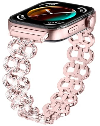 SMYAOSI Brillant Bracelet en Métal pour Huawei Watch Fit 3 Bracelets, Femmes Brillant Métal Bracelet de réglable en acier inoxydable pour Huawei Watch Fit 3 Smart Watch Band (Rose)
