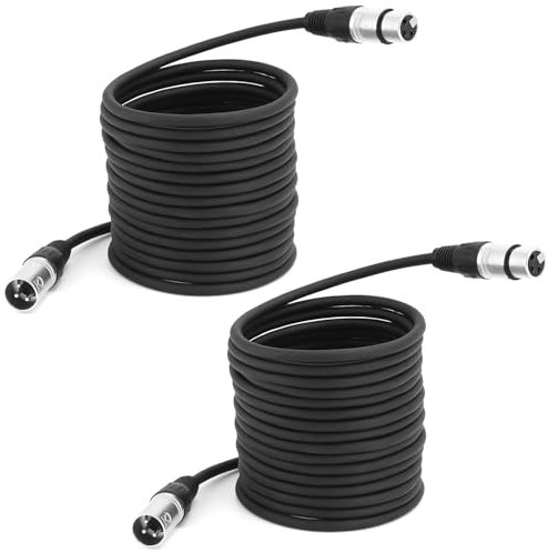 QWORK® 2 Piezas 5M Cables XLR, 3 Pines Cable Microfono XLR Macho Hembra, Cable XLR sin Interferencias, para Micrófono, Altavoces, Mezclador de Audio