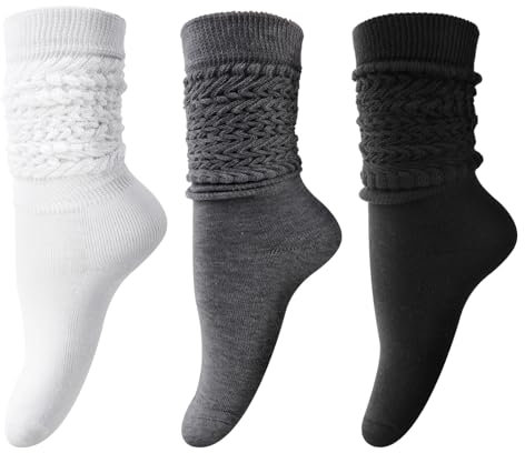 DRESHOW Calzini Slouchy da Donna Calzini Morbidi Ragazza Scrunch Calzettoni Calzini Lavorati a Maglia al Ginocchio Impilabili per Donne Stivali