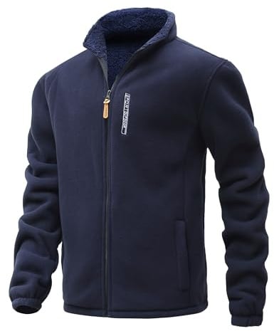 MeiLayM Giacca in Pile Uomo con Zip Integrale Giacca All'aperto Sport Giacca Stand-up Collare Giacca Casual Interno in Pile Caldo Giacca con Tasche con Cerniera