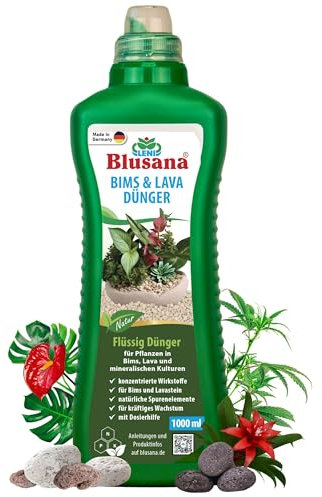 Blusana Bims & Lava Hydrokultur Dünger NPK 10-4-6 Flüssigdünger für mineralische Pflanzsubstrate und Gestein 1l Pflanzendünger mit Spurenelementen