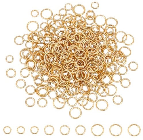 UNICRAFTALE 300Pcs 3 Sizes 18K Gold Plated Open Jump Rings 4/5/6mm Flat Round Jump Rings Stainless Steel Jump Rings Metal O Rings Split Round Ring for Jewelry Bracelet Earring Keychain Repairing