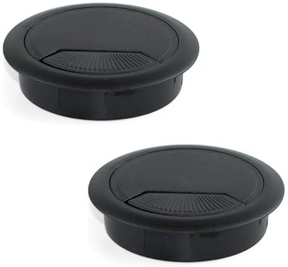 2 Serre-Câbles pour Bureau et Maison - Organisez et Gérez Facilement les Câbles - Diamètre 60 mm - Rond, Noir, 2 Pièces