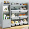 GYMAX Toy Storage Organizer, 4 Tiers Kids Bookshelf and Toy Storage Unit with 8 Bins, Open Shelves and Enclosed Cabinet, Children Bookcase for Playroom Bedroom Nursery (Gray)