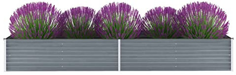 qohoio Lit surélevé de Jardin Acier galvanisé 320x80x45 cm Gris Bordure Pierre,Kit Gabion,Gabion Jardiniere