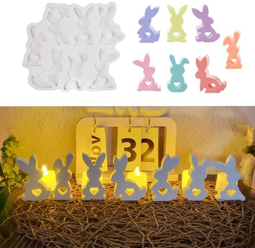 Silikonformen Gießformen Osterhase, 7 Stück Silikonform Osterhase Silikonform Ostern Gießform Hase Gips Zum Gießen Ostern Silikonformen Hase Gießform Silikon Osterhase Silikon Gießform Frühling