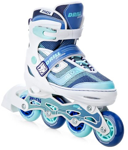 RAVEN Inline Skates Inliner für Kinder und Erwachsene OPTIONAL 2in1 mit Schlittschuhen verstellbar (Drill White/Mint ohne Kufen, 38-42 (25cm-27,5cm))
