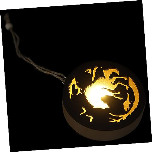 DOITOOL 3d Holz Wolf Hängendes Nachtlicht Dekorativ für Halloween Feier
