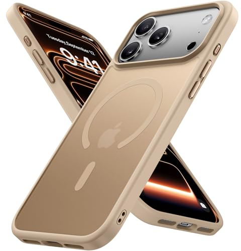 Miracase für iPhone 17 Pro Hülle für Magsafe [TOP Militärschutz & Magnetkraft] Stoßfest Kratzfest mit Samtiger Haptik Extrem Langlebig Handyhülle für iPhone 17 Pro 6,3, Matt-Gold