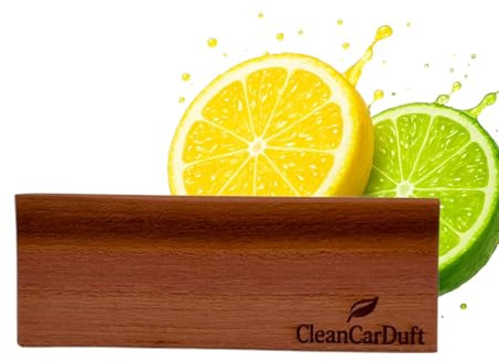 CleanCarDuft® Duftholz, Holz Auto Lufterfrischer mit Zitronenduft, Handgefertigt aus Echtholz, Premium Auto Duft, Auto Raumduft. (Sun Kissed)