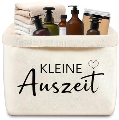 Geschenkkorb Kleine Auszeit, Geschenk Korb aus Baumwolle und Leinen, Wellness Geschenke für Frauen, Entspannung Geschenk für Frauen, Klassischer Stil Geschenktüte zur Entspannende Gesundheit