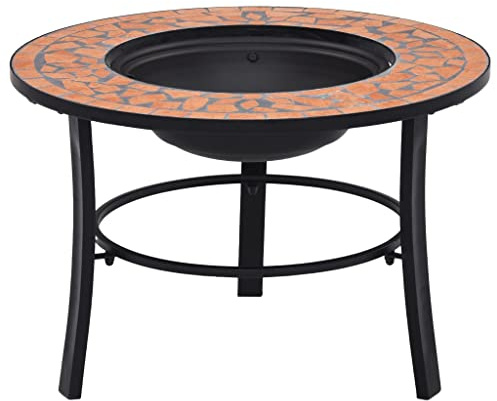 Firepit Funkentopf Feuerschale Feuertopf,Feuerstelle Mosaik Keramik Terracotta 68 cm,Kaminfeuer Für Den Garten,Terrasse Und Balkon,Vielseitig Einsetzbar
