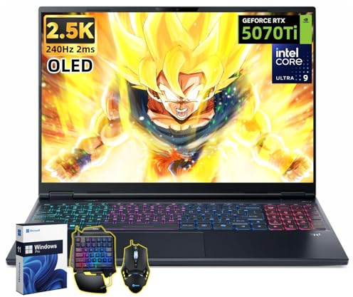 acer Predator Helios Neo 16S AI Gaming Laptop, NVIDIA RTX 5070 Ti 12GB GDDR7, 16 2.5K 240Hz OLED Display, Intel Ultra 9 275HX, RGB Backlit Keyboard, 64 GB DDR5, 2 TB SSD, Windows 11 Pro, Accessories