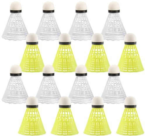 Xbessc Federbälle Badminton Bälle Nylon 16 Stück Gelb Weiß Federball | Langlebige Badminton Balls Speed Badmintonbälle Badminton Bälle für Outdoor und Indoor Training übung Freizeit Einsteiger