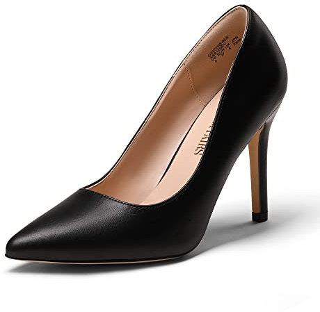 DREAM PAIRS Women's Closed Toe High Heels Dress Pointed Toe Wedding Pump Shoes,Size 5,Black/Pu,Christian-N