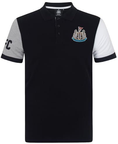 Newcastle United FC Official Gift Mens Contrast Sleeve Polo Shirt Black 3XL