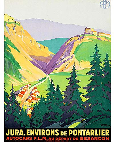 Travel Jura Mountains Pontarlier France Village Forest Art Print Poster Wall Decor Kunstdruck Poster Wand-Dekor-12X16 Zoll