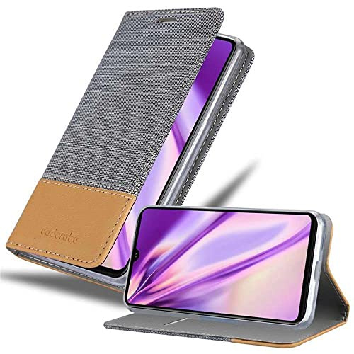 Cadorabo Hülle kompatibel mit Huawei P30 PRO aus Premium Jeans und Kunst Leder Flip Klappbare Stoßfeste Magnetische [Standfunktion] [Kartenfächern] Cover Hülle für Huawei P30 PRO Tasche in Grau