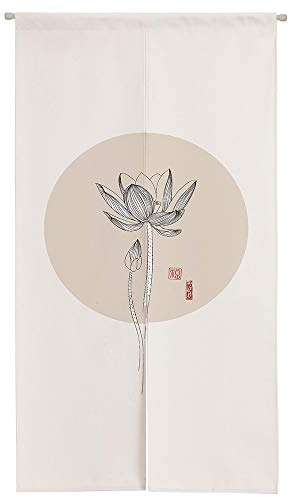 Ofat Home Rideau de Porte Traditionnel Chinois noren Japonais/Tapisserie Florale et Oiseau Peinture à l'encre poésie Calligraphie 85 x 150 cm pour séparation de Cuisine