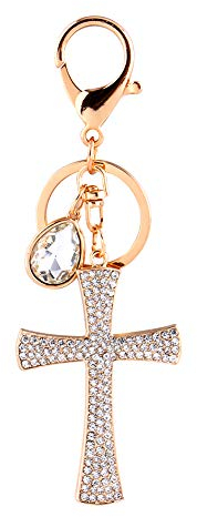 Hztyyier Porte-clés Croix, Cristal Croix Charme Porte-clés Mousseux Croix chrétienne Porte-clés Pendentif