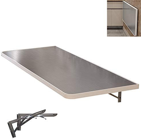 GCDW An Der Wand Montierter Tisch, Schwimmender Schreibtisch Aus Edelstahl, Kleiner Wandklapptisch, Klappbarer Küchenwandtisch, Computertisch, Klapptisch (60 cm X 40 cm)