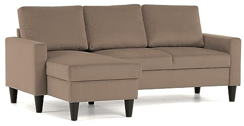 Confort24 Fox Sofa Chaiselongue Ecksofa 3-Sitzer, wendbar rechts oder Links (Taupe)