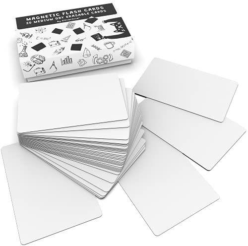Attractivia Dry Erase Magnetic Labels 3.7 x 2.8 in, Medium Dry Erase Magnets, 20-Pack, White Erasable Write-On All-Purpose Labels, for Office, Education, Home, Whiteboard