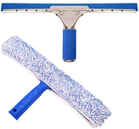 TRIXES Kit de Limpieza de Cristales - Escobilla de Goma y Limpiador de Microfibra Ventana - Kit de Limpieza de Coches - 2-en-1 Combi no racha de Cristal depurador y Goma de limpiaparabrisas