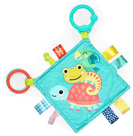 Bright Starts, Doudou Taggies Fuzzy Feelies, s'Accroche aux Poussettes ou Transats, Etiquettes Multisensorielles Taggies