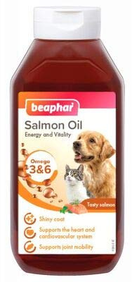 Beaphar Olio di Salmone, Integratore Ricco di Acidi Grassi, con Omega 3 e Omega 6, Stimlola l'Appetito e le Funzioni Immunitarie, da Pesca Sostenibile, per Cani e Gatti, 940 ml