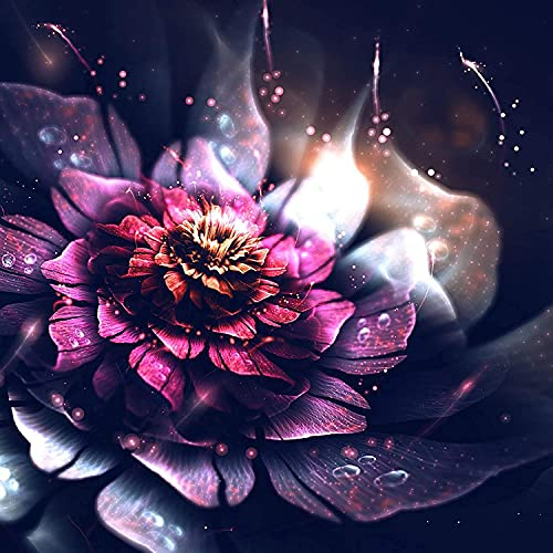 Yeerum DIY 5D Diamond Painting Lila Blume Komplett Zubehör, Fabrik Lotus-Stickerei, Diamant-Malerei, komplettes Set, Kreuzstich, Kristall, Strass, Dekoration für zu Hause, 35 x 35 cm