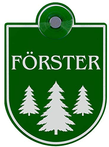 Schilderio Premium Saugnapfschild Schild Förster 3 mm Acrylglas ca 90 x125 mm Forst Schild Auto mit 1x Saugnapf 30 mm Autoschild Foerster zur Befestigung an Autoscheiben von innen